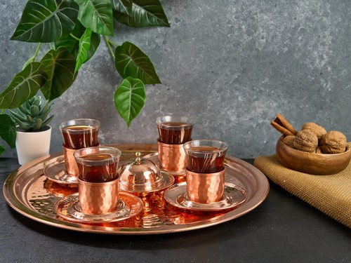 Copper tea serving set - tea,
