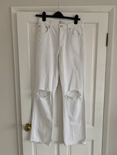 Zara White Ripped Jeans Size