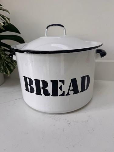 Large enamel bread bin - large,