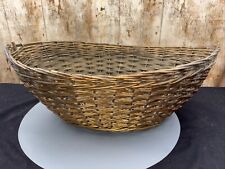 Vintage Boats Hull Shaped Large Woven Wicker Basket 21x12.5 Inch & 7 Inch Tall