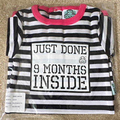 Lazy baby striped babygrow and - lazy,