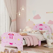Pink Princess Bed for Girls Toddler Bed Frame for Ages 3-6 Fairy Theme Kids Bed