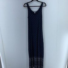 Vtg Old Navy Womens Small Maxi Dress Boho Hippie Peasant Festival Blue White Y2K