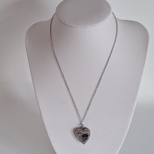 Vintage Sweetheart Silver Hinged Locket and Chain (8" Drop) - Fair Condition
