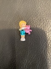 Vintage Bluebird 1994 Polly Pocket 2.3cm Girl Feeding Bottle To Bear Figure