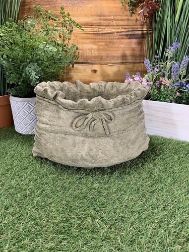 Stone garden sack planter - stone, pot