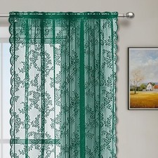 1Pcs Sheer Curtain Black Lace Window Curtain Room Rustic Voile Curtain Decor UK