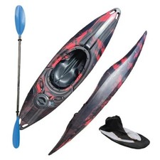Riber Sit In White Water Tourer Kayak + Paddle & Spraydeck R-1016-Black/Red