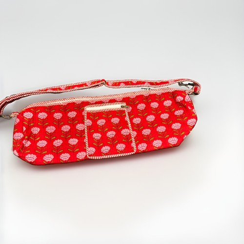 Floral red quilted - quilted, cotton
