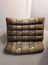Thai Triangle 1 Fold Cushion.  Gold.  Elephant Fabric.