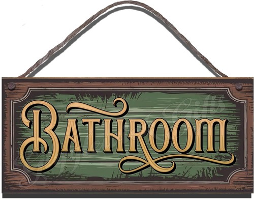 Bathroom wooden sign - wooden,