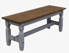Corona Grey Bench 4'0" Dining Mexican Solid Pine Long Seat by Mercers Furniture®