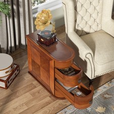 Tribesigns Solid Wood Side Table, 2-Drawer Narrow End Table Slim Side Table