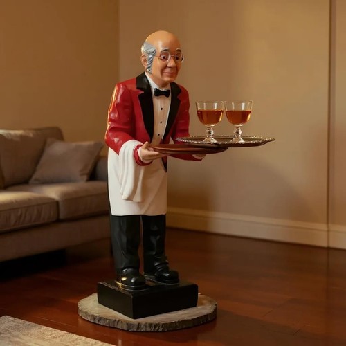 Vintage old man resin waiter - vintage,