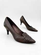 Ash Brown Leather Kitten Heel