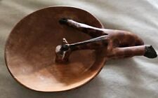Handcrafted Wooden Giraffe Drinking Bowl Decorative Painted Folk / African Art
