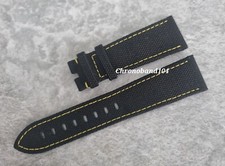 Genuine OEM Graham 24/20mm Black/Yellow Stitched Textile/Leather Watch Strap NEW