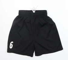 PROSTAR Boys Black Polyester Blend Sweat Shorts Size L Regular Drawstring - 6