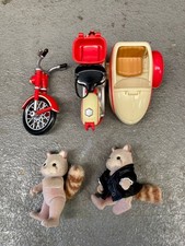 Sylvanian Families Motorcycle and Sidecar With George & Mildred Racoon Figures
