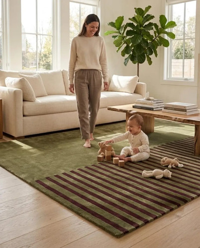 Hand tufted wool rug - tufted, olive