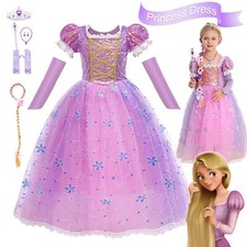 Girls Tangled Rapunzel Fancy Dress Princess Party Cosplay Costume Kids Outfits