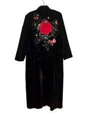 VTG 70’s Jane Elissa Embroidered Velvet Duster Jacket Art To Wear Boho Sz L