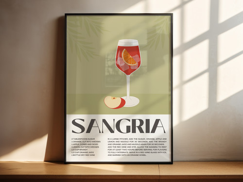 Sangria cocktail poster - sangria, print