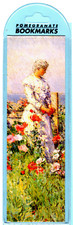 ART Bookmark Victorian Woman in the Garden by Childe Hassam Painting Pomegranate