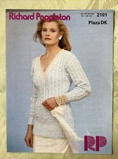 Richard Poppleton knitting pattern 2101. DK cable sweater 32-38". NEW, old stock