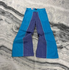 Vintage Spase Denims 2000s Y2K Blue Purple W34 Corduroy Wide Leg Flare Trousers