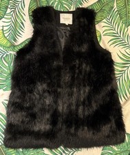 Monsoon Faux Fake Fur Gilet Black Size M Medium Ladies Womans Sleeveless Jacket