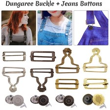 Dungaree Buckles with Jeans Buttons Brace Clips Rectangle for Clothes Jackets