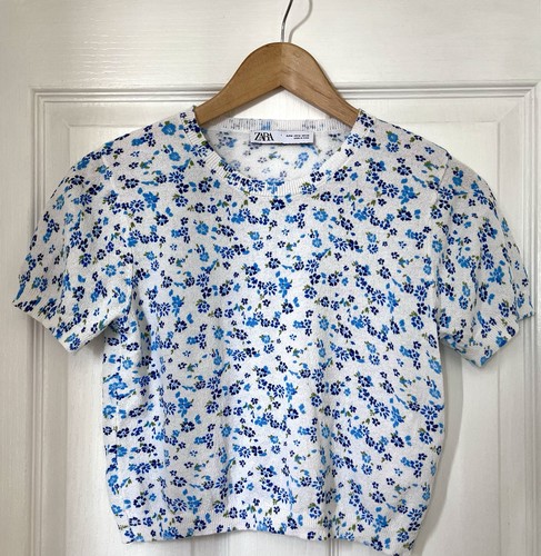 Zara blue floral summer knit - zara,