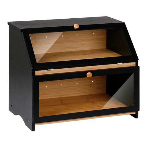 Tier bamboo bread bin food - bamboo,