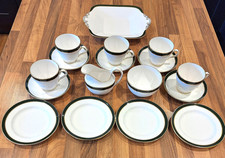 SPODE CONSUL LEATHER GREEN Y8450 17 PIECE TEA SET