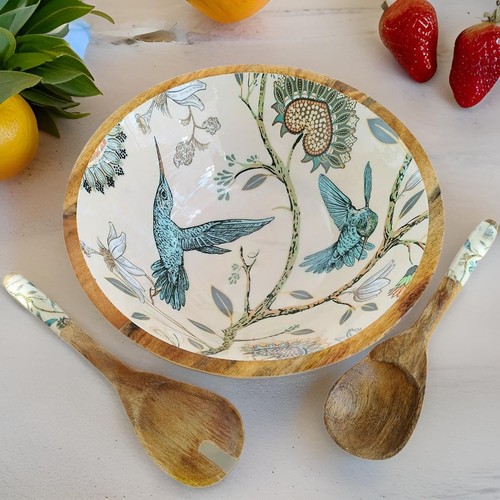 Wooden salad bowl with - wooden, 10