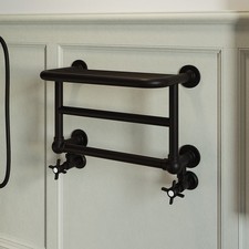 Black Traditional Heated Towel Shelf Radiator 350 x 550mm- Regent REGMB450