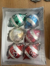 Christmas Mercury Glass VTG 50’s Baubles X 6. Tear Drop. Boxed. Exc. MR26178 