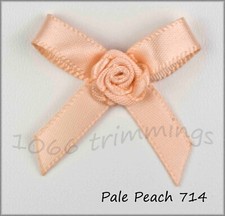 7mm Satin Ribbon Bows With Centre Rose Bud 18 colours