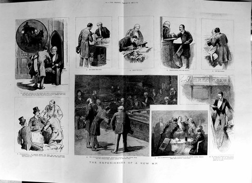 Original old antique print - old,