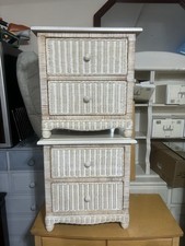 Wicker Bedside 2 Draw Set Bedside Table