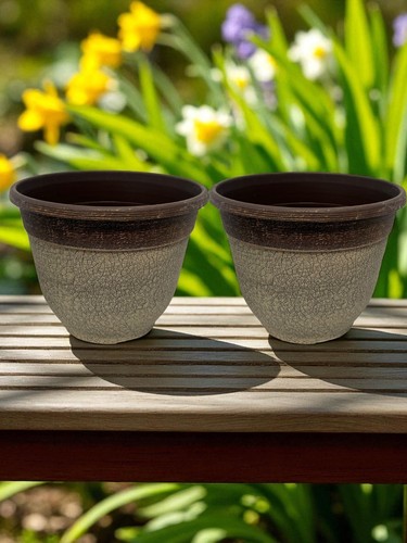 Crackle planter 30cm concrete - planter,