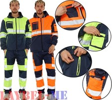 Hi Vis Viz Rain Suit Tracksuit High Visibility Waterproof Top Trousers 2 Piece