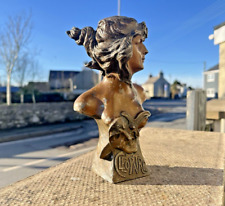 FRENCH ART NOUVEAU BRONZED SPELTER CLEOPATRA CLEOPATRE BUST STATUE DESK ORNAMENT