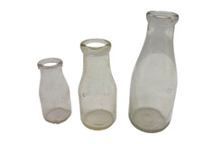 Vintage milk bottles set 3 - milk,