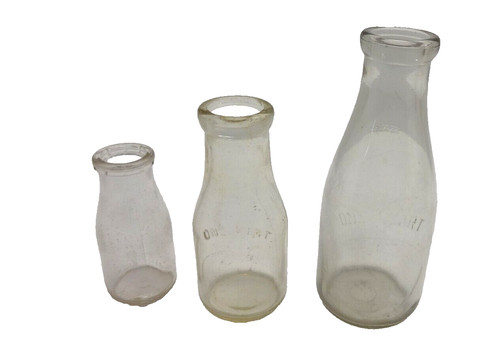 Vintage milk bottles set - vintage, of