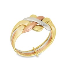 9ct Multi-Tone Gold Puzzle Ring - Size P½ - 6.0g