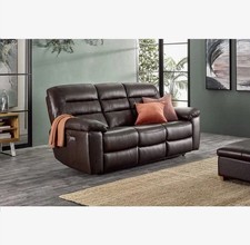 Oak Furnitureland ‘Hastings’ 3 Seater Electric Recliner Sofa Brown Leather