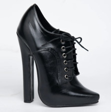 Extreme 6" high heel brogue stiletto gothic lace up patent shoes 14.5-16cm