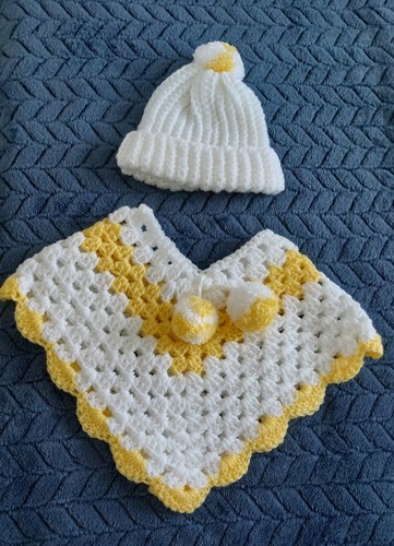 Baby crochet poncho - baby, hat